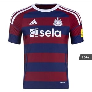 adidas Kids Striped Jersey - Burgundy and Navy
